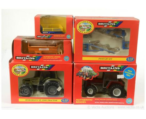 Britains group (1) 99441 Massey Ferguson 3680 with Floatation tyres (2) 00038 Hurlimann SX 1500 Tractor - Green, black (3) 94