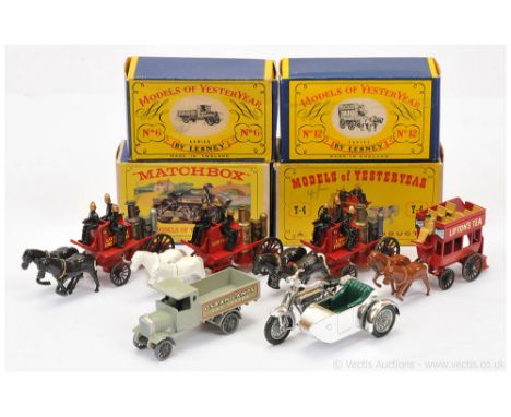 Matchbox Models of Yesteryear a early boxed group to include Y4 Shand Mason horse drawn fire engine - White horses - Kent fir