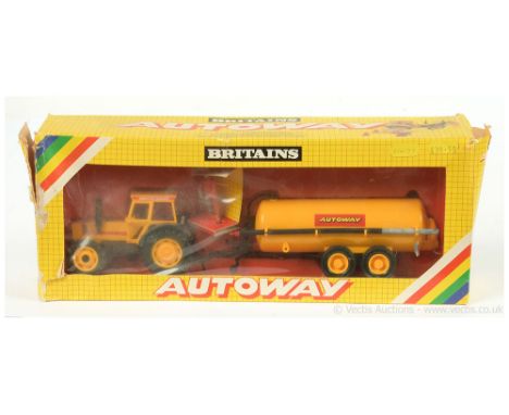 Britains Autoway 9886 2-piece set to include Deutz-Fahr Tractor - yellow, driver &amp; standing Figure with yellow Autoway ta