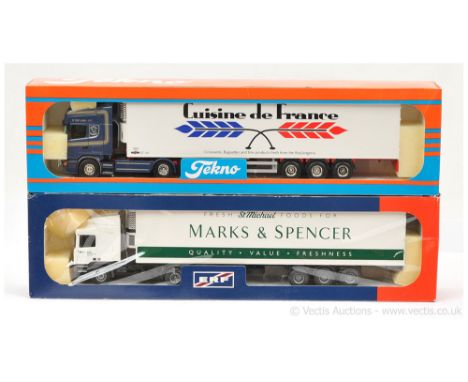 Tekno a pair of Trucks ERF Articulated Marks &amp; Spencers Truck with van body - white, dark green, "Sean Delaney" (Cuisine 