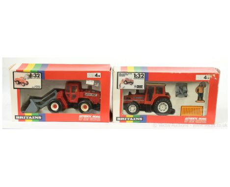 Britains pair (1) 9647 Same 170 Turbo Tractor Transporter and Accessories - Red, white hubs, Driver Figure (2) 9510 Superdig 