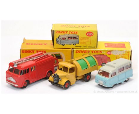 Dinky Group (1) 259 Fire Engine - Red including hubs, silver trim (2) 252 (25y) Refuse Wagon - Tan, red hubs, green rear door