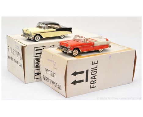 Franklin Mint 1/24th scale pair (1) B11WP94 1956 Chevrolet Bel Air Sport Coupe - Yellow, black, chrome trim (2) B11WP94 1956 