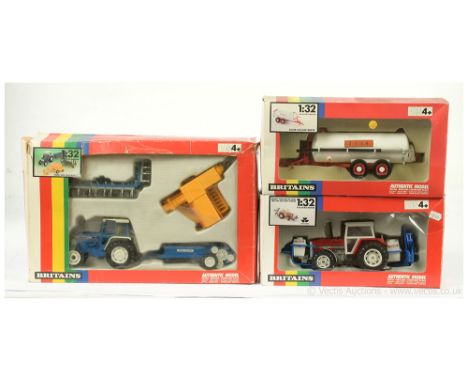Britains group (1) 9636 Ford New Holland Set comprising Ford 5610 Tractor, Manure Spreader, New Holland Baler &amp; Harrows (