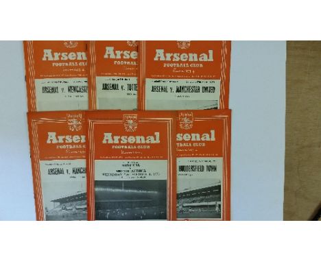 FOOTBALL, Arsenal home programmes, 1953/4, inc. v South Africa, Manchester United, Wolves, Villa, Liverpool etc., attached la