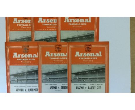 FOOTBALL, Arsenal home programmes, 1952/3, inc. v Blackpool, Chelsea, Cardiff, Doncaster, Newcastle, Bury etc., FR to VG, 12