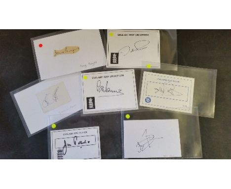 CRICKET, signed blanks cards, pieces (laid down) etc., England Test players etc., inc. Randall, Rhodes, Jack Russell, Saggers