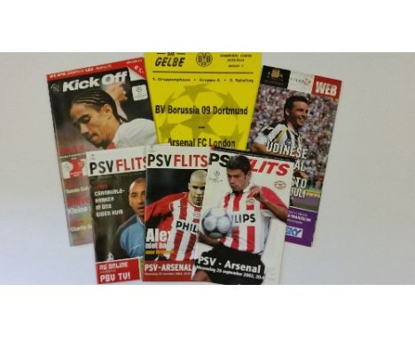 FOOTBALL, programmes for Arsenal away in Europe, 1990s onwards, inc. Champions League, pre-season friendlies etc., VG to EX, 