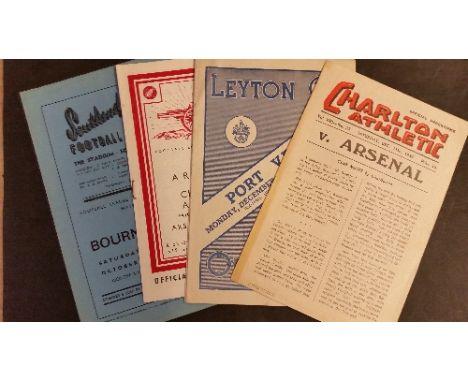 FOOTBALL, programmes, 1948/9, Leyton (2), v Port Vale, Bournemouth & Boscombe; Arsenal v Charlton Athletic, Southend v Bourne