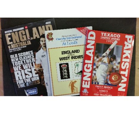 CRICKET, programmes, internationals, benefits etc., many with ticket and/or scorecard, magazines etc., some duplication, EX t