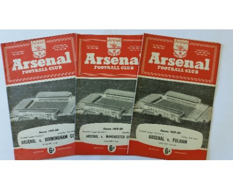 FOOTBALL, Arsenal home programmes, 1959/60, inc. v Manchester United, Fulham, Blackburn, Newcastle, Wolves, Chelsea, Luton et