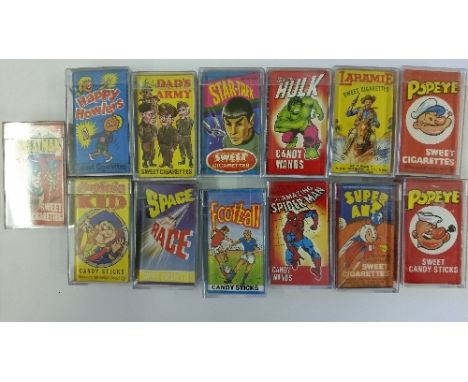 SWEET CIGARETTES, packets, inc. Primrose (9+9), Star Trek (4), Dads Army (3), Popeye (3), Laramie, Super Ant, Captain Kid; Ch