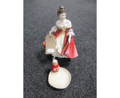 A Royal Doulton figure, Southern Belle HN2229, together with a Goebel monk pin dish