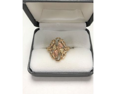 A two-tone 9ct gold dress ring size R.