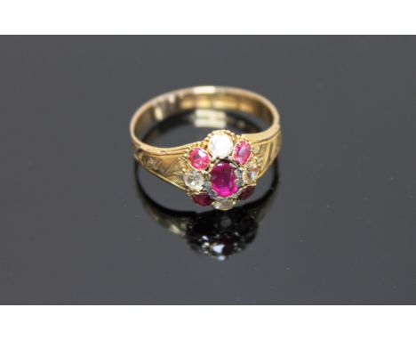 A 15ct gold ruby and citrine ring, size S