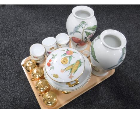 A tray of a pair of Portmeirion vases, Royal Worcester Evesham china, Royal Worcester gilded china etc