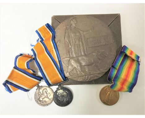 A First World War family group of three medals, comprising British War Medal and Victory Medal named to 45807 PTE. J.Y. Strot