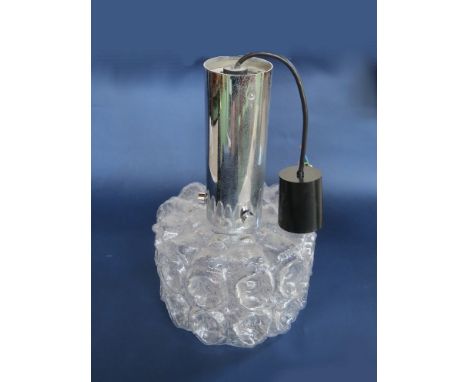 Chrome and textured glass ceiling lamp