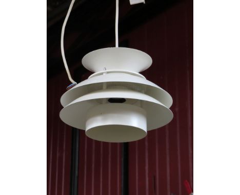 A small Danish white tiered ceiling lamp 