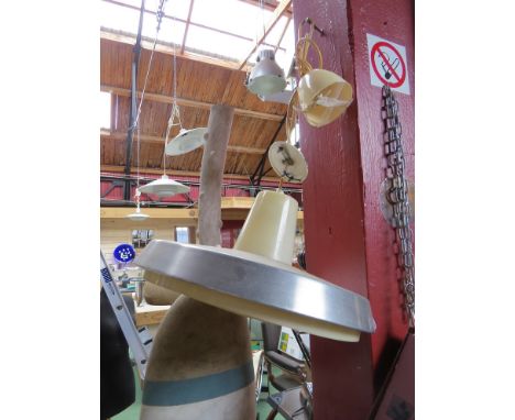 A Danish aluminium and white perspex ceiling light 
