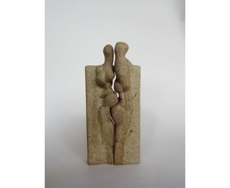 PETER WRIGHT (XX) a ceramic sculptural piece, figures of a man and woman that can conjoin, signed to base, 19cm high 