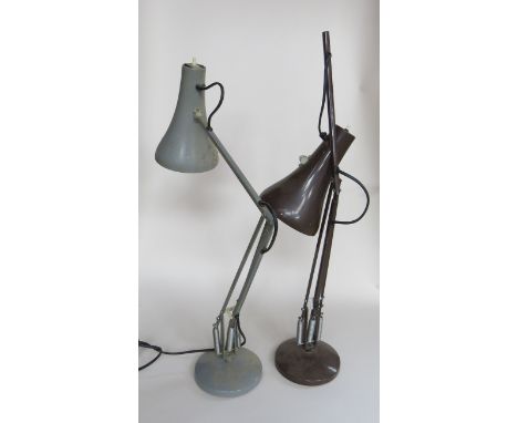 A grey Herbert Terry anglepoise desk lamp and another for spares 
