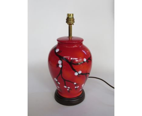 A Poole "blossom" range table lamp, 34.5cm high 