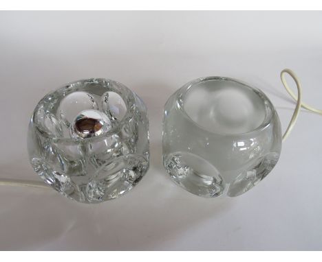 Two Piell and Putzler glass cube table lamp 