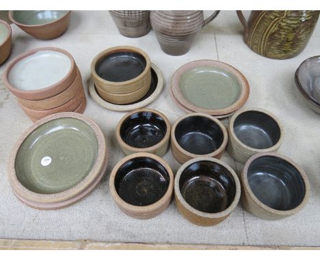 A selection of assorted St Ives leach pottery standard ware dishes (18)