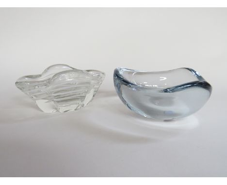 Two signed Swedish glass dishes, including Gunnar Nylund 
