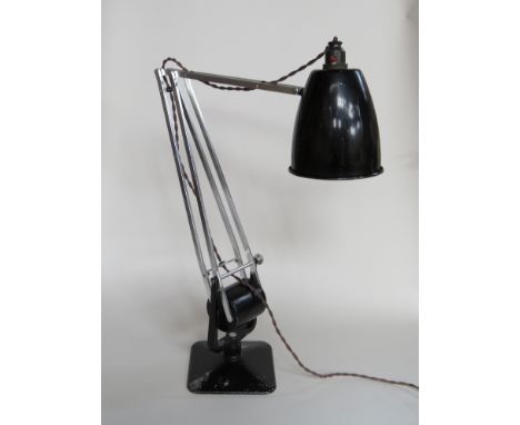 A black aluminium and steel angled desk lamp, Hadrill and Horstmann