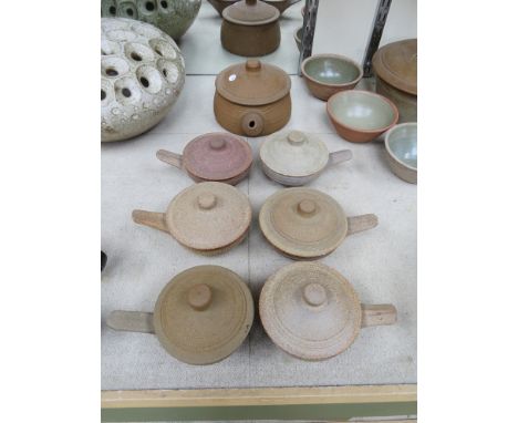 A St Ives Leach pottery Standard ware lidded soup tureen and six lidded soup bowls 
