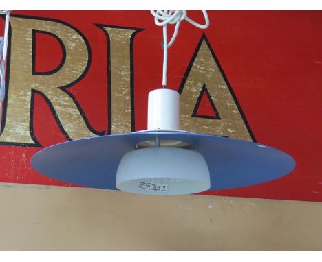 A Danish blue ceiling lamp with white under shade, Model Tess 