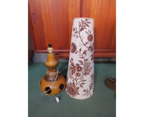 A West German pottery floor lamp, tan glaze