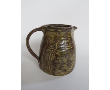 MICHAEL LEACH (1913-1985) A Yelland pottery large jug with finger wipe detail. 17cm high "Y" Seal 