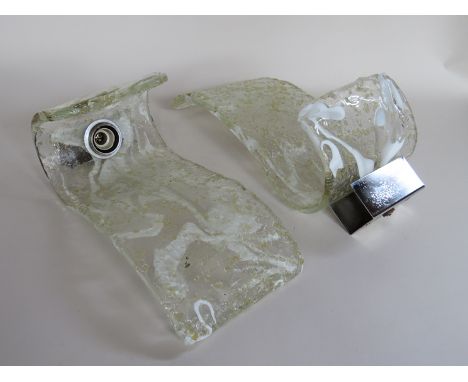 Five decorative sculpted 1950's Italian glass lamp pieces 