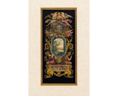 A PAIR OF HAND COLOURED PRINTS  depicting painted schemes for French interiors, each print set within a gilt frame, the print