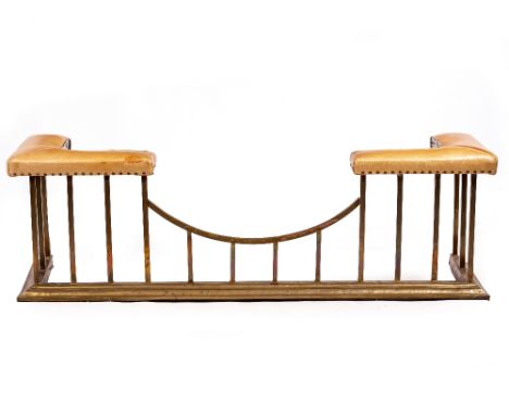AN EARLY 20TH CENTURY CLUB FENDER  with light brown leather seats, 163cm wide x 46cm deep x 53cm high Condition: minor marks 