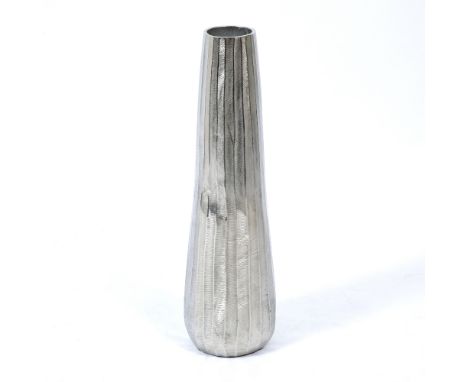 A CAST ALUMINIUM TABLE LAMP BODY  of tapering circular form with faceted sides 17cm diameter x 60.5cm high  At present, there