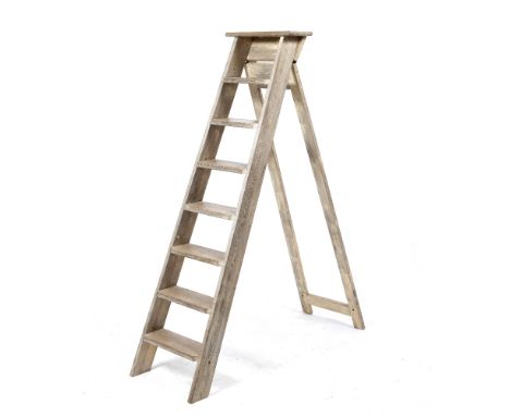 AN OLD WOODEN STEP LADDER 44cm wide x 108cm high when closed At present, there is no condition report prepared for this lot T