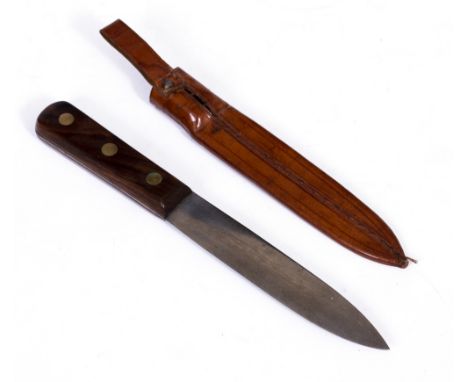 A VICTORIAN ROSEWOOD HANDLED STEEL KNIFE by George Butler &amp; Co of Sheffield England, with brass riveted handle and stampe