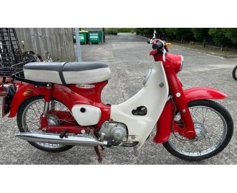 1967 Honda 50 Model C100 scooterRegistration number HCG 68EThis bike was registered in January 1967 and its 2 registered keep