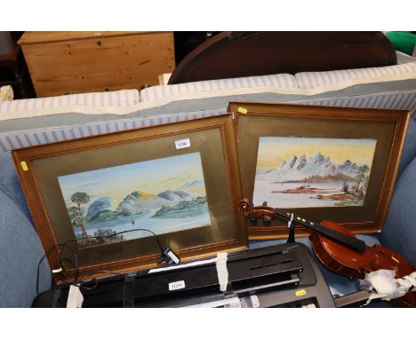 R Hammond, two watercolour studies of mountainous landscapes