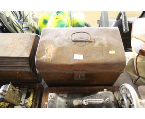 A small metal trunk