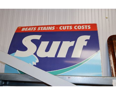 A "Surf" enamel advertising sign