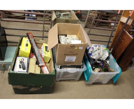 A wall mirror, a ceiling light, various home decoration, a box of various hand tools, a quantity of car manuals etc.