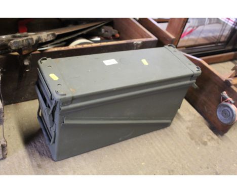 A metal ammunition tin