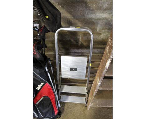 A metal three step set of steps