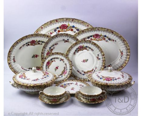A Royal Worcester Lady Hamilton pattern dinner service, comprising; twelve dinner plates, twelve further small plates, twelve