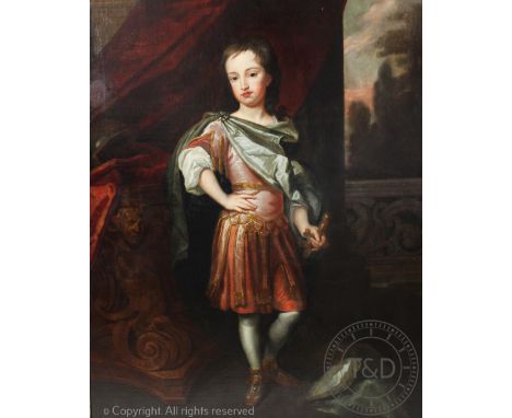 Studio of Sir Godfrey Kneller (1646-1723), Oil on canvas, Portrait of Prince William - Duke of Gloucester (1689-1700)Unsigned
